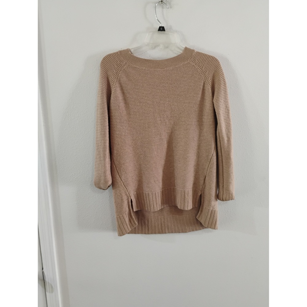 Old Navy Womens Tan Ribbed Knit Raglan Sleeve High Low Hem Sweater Small